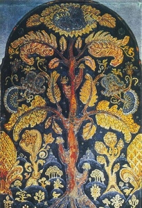 <h4>Эскиз мозаичного панно для памятника А.И.Куинджи </h4><p>1913. Картон, гуашь, золото. 65 x 45.3 см.</p>