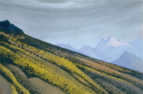 <h4>Монгольские холмы </h4><p>1938. Картон, темпера. 30.3 x 45.9 см.</p>