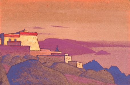 <h4>Тибет. Монастырь гелукпа </h4><p>1936. Картон, темпера. 30.3 х 45.8 см.</p>