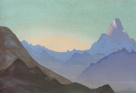 <h4>Гималаи. Рассвет </h4><p>1937. Картон, темпера. 30,5 x 45,7 см.</p>